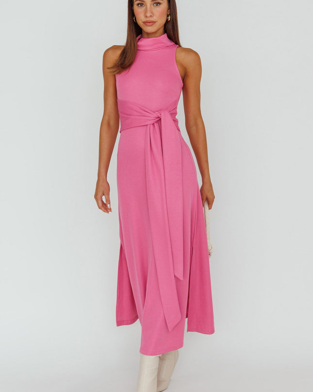 Pink Way Sleeveless Turtleneck Dress