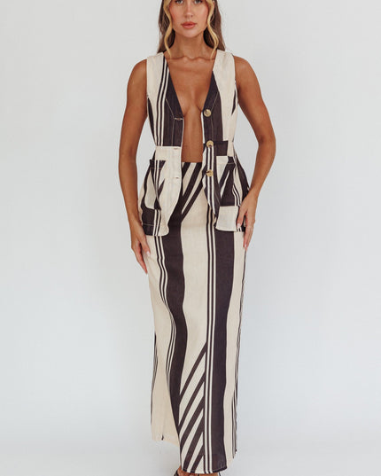 Black Maxi Skirt Stripe