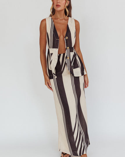 Black Maxi Skirt Stripe