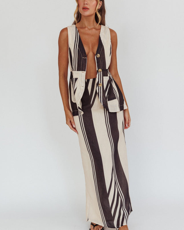Black Maxi Skirt Stripe