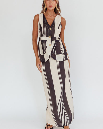 Black Maxi Skirt Stripe