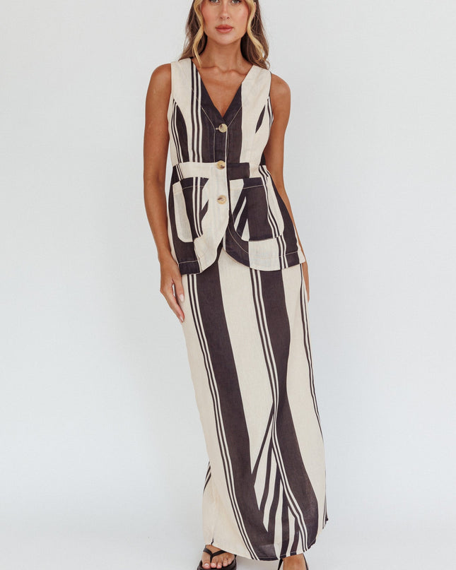 Black Maxi Skirt Stripe