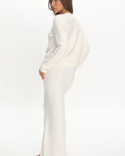 Off White Knit Maxi Skirt