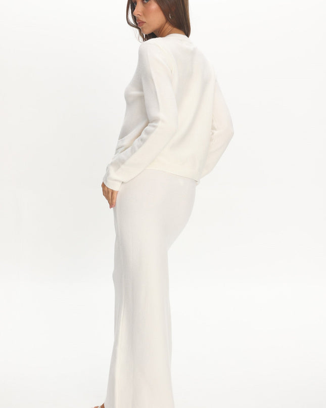 Off White Knit Maxi Skirt