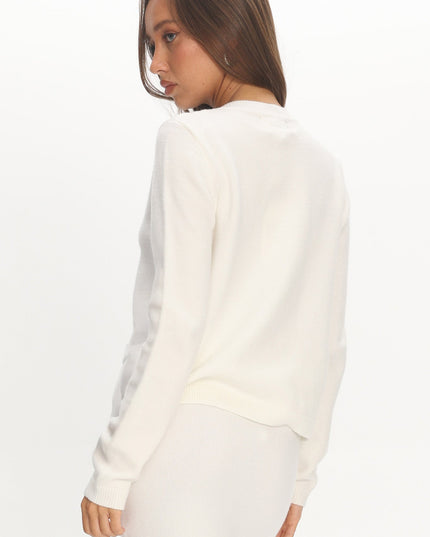 Off White Curved Hem Knit Top