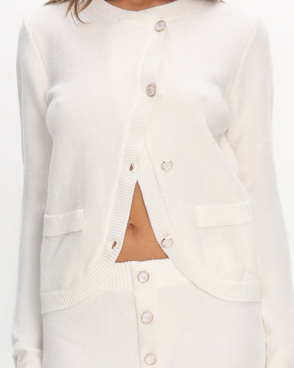 Off White Curved Hem Knit Top