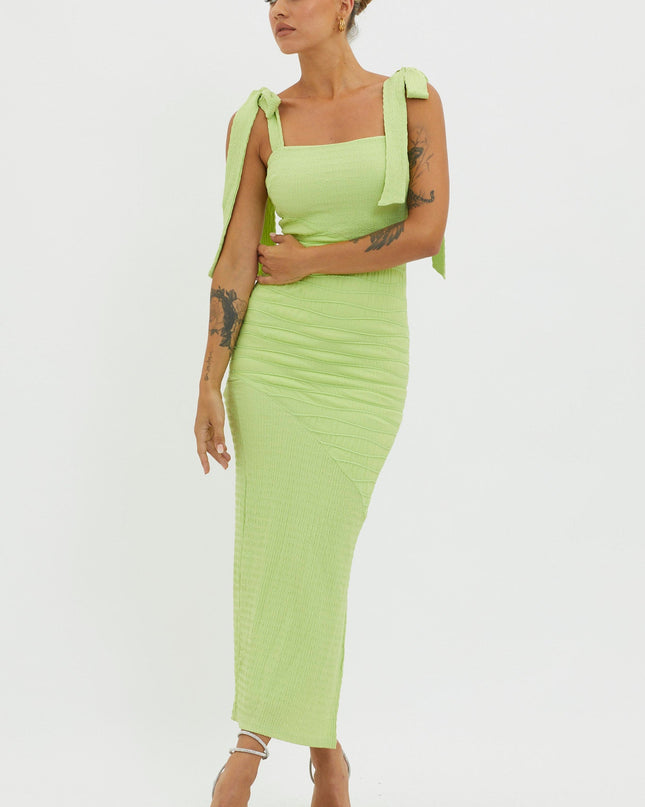 Green Tied Strap Dress