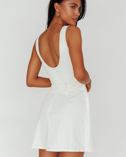 Cream Pocket Wrap Mini Dress