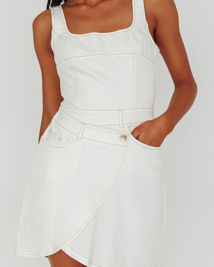 Cream Pocket Wrap Mini Dress