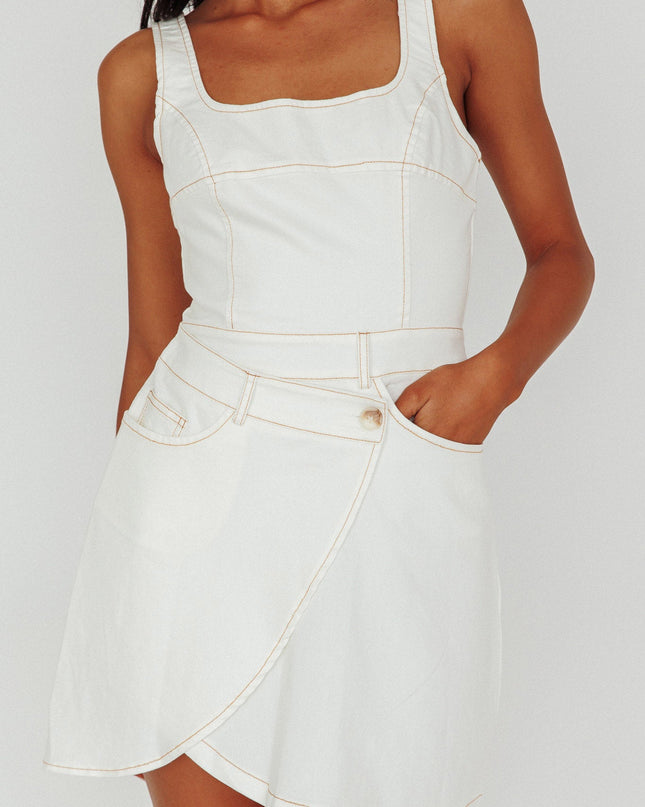 Cream Pocket Wrap Mini Dress