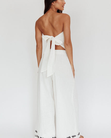 Off White Wide-Leg Pocket Pants
