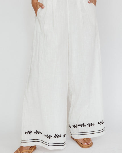 Off White Wide-Leg Pocket Pants