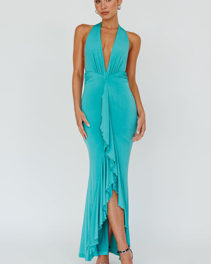 Jade Halterneck Ruffle Dress
