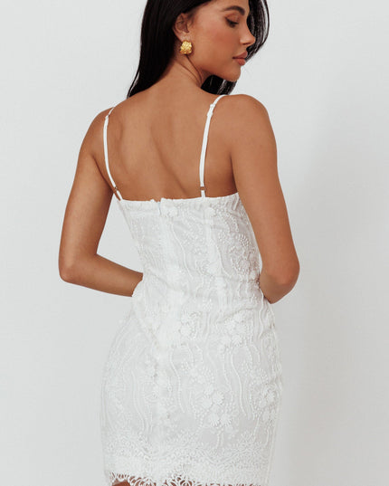 White Lace & Sequin Mini Dress