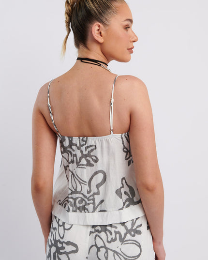 White Cami Strap Top Print