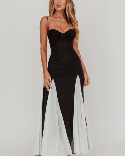 Black Godet Hem Maxi Dress