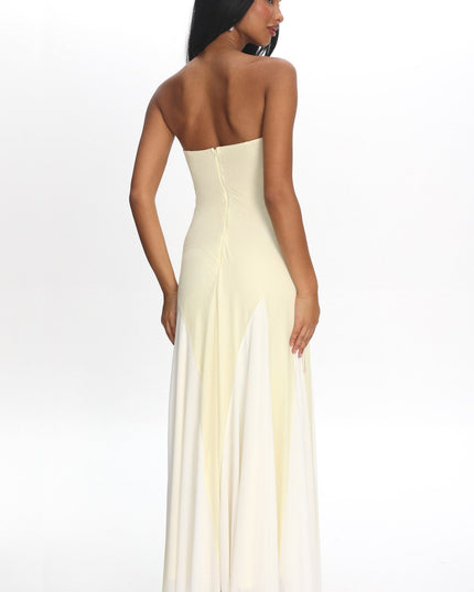Lemon Godet Hem Maxi Dress Flower
