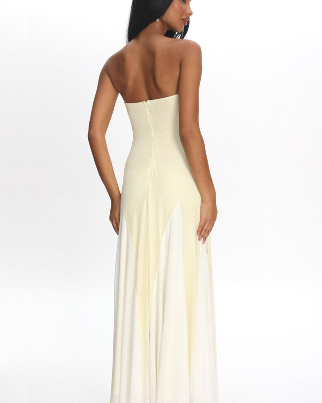Lemon Godet Hem Maxi Dress Flower