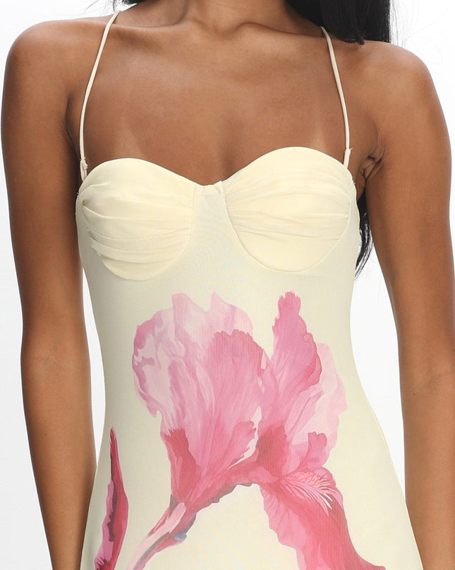 Lemon Godet Hem Maxi Dress Flower