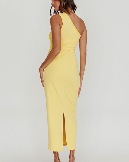 Yellow One Shoulder Piping Dress