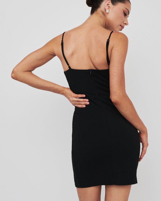 Black You Diamante Trim Mini Dress
