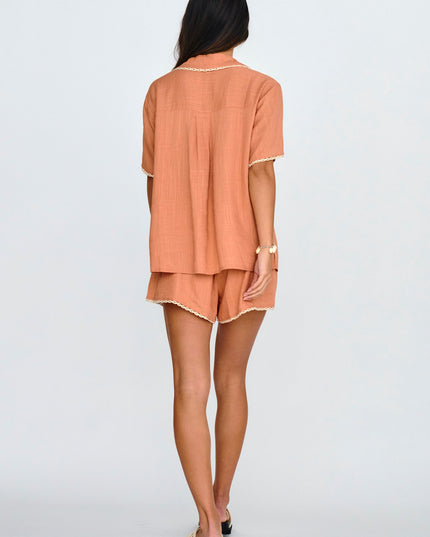 Mocha Things Lace Trim Shorts