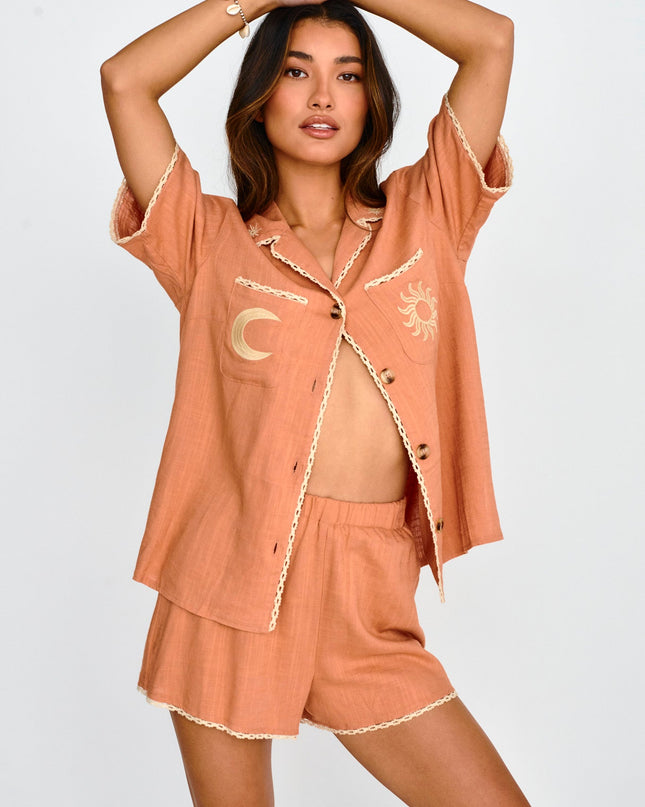 Mocha Things Embroidered Shirt