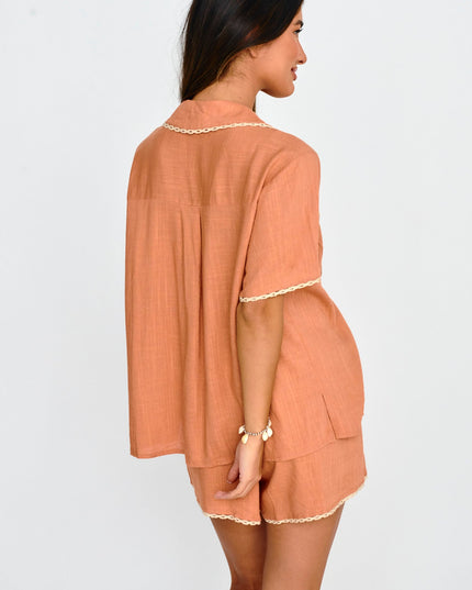 Mocha Things Embroidered Shirt