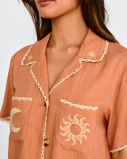 Mocha Things Embroidered Shirt