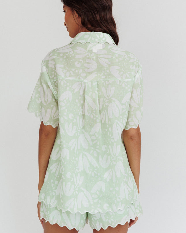Sage Things Scalloped Edge Shirt Print