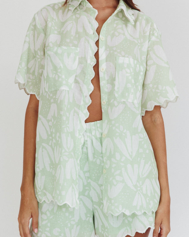 Sage Things Scalloped Edge Shirt Print
