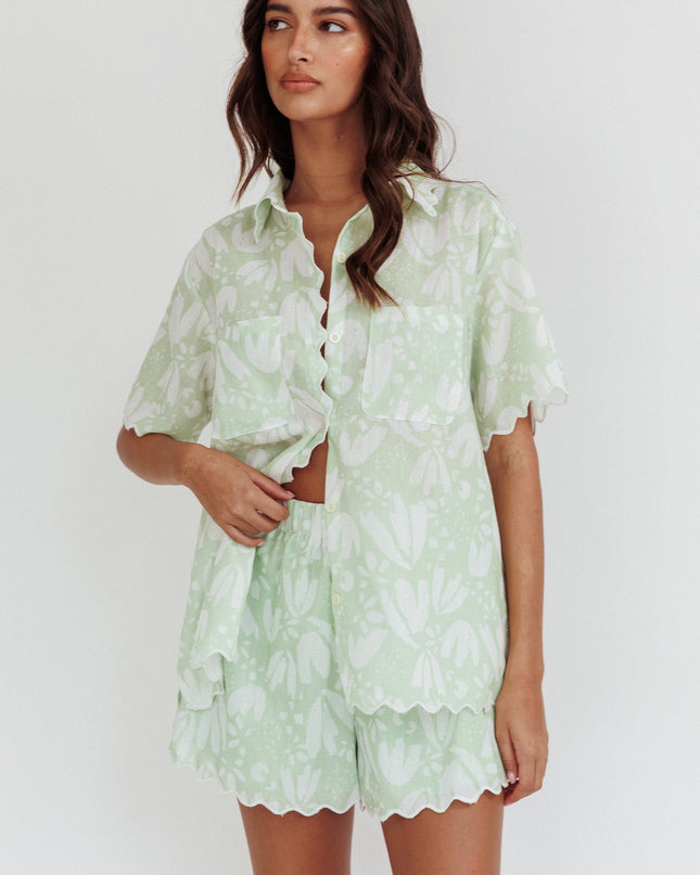 Sage Things Scalloped Edge Shirt Print