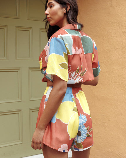 Terracotta Things Elastic Waist Shorts Citrus
