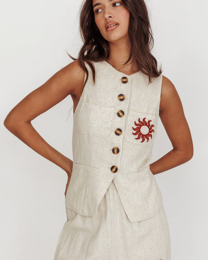 Oat Things Sun Sleeveless Buttoned Vest