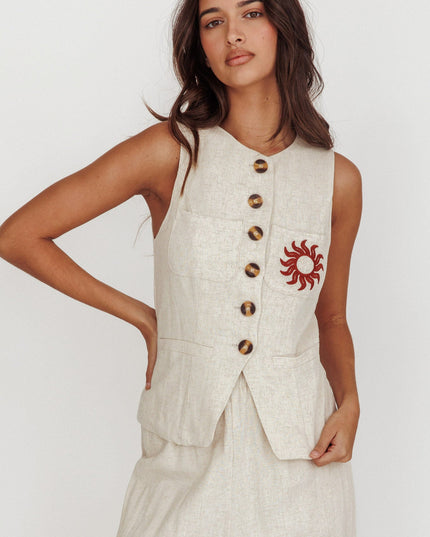 Oat Things Sun Sleeveless Buttoned Vest