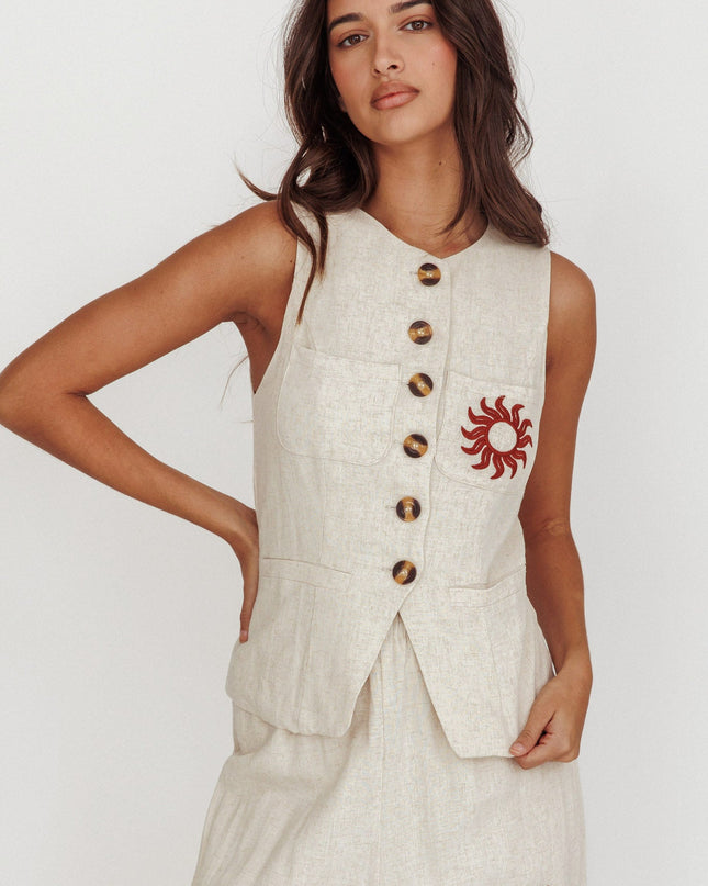 Oat Things Sun Sleeveless Buttoned Vest