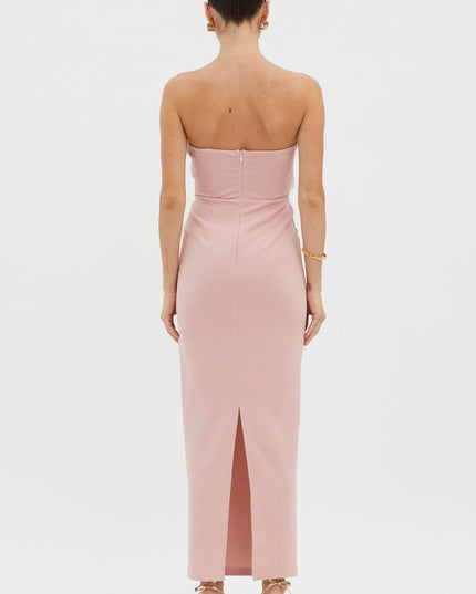 Blush Strapless Bust Accent Maxi Dress