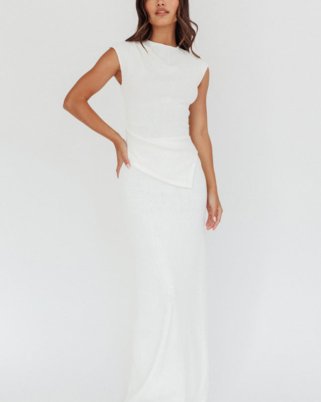 White Cap Sleeve Ribbed Knit Top