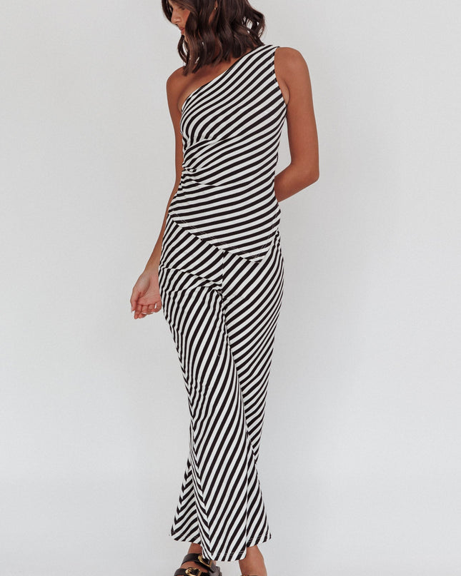 Black Beach Wide Leg Pants Stripe