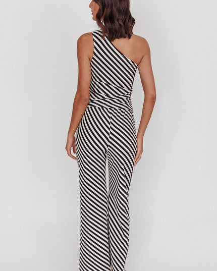 Black Beach Wide Leg Pants Stripe