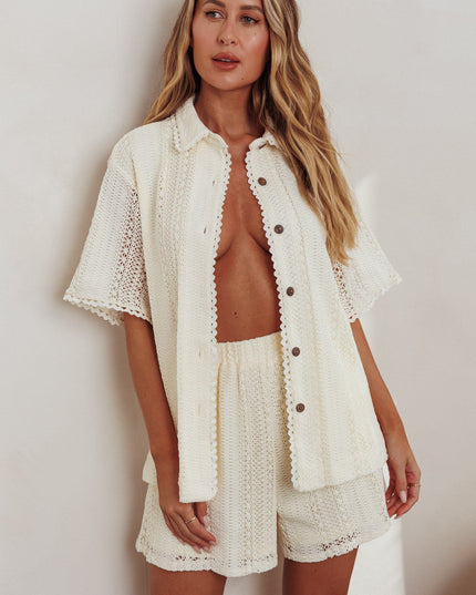 Oat Crochet Lace Shorts