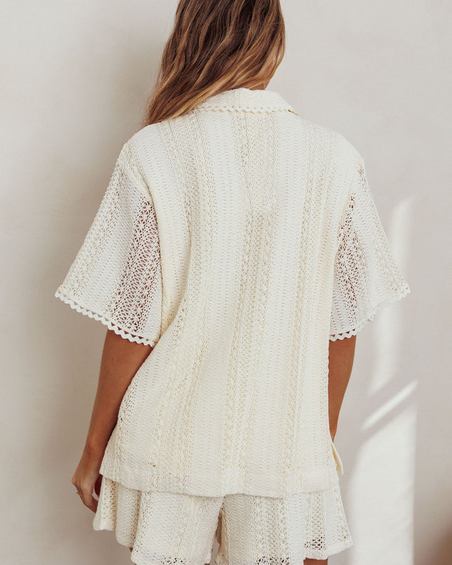 Oat Crochet Lace Button Shirt