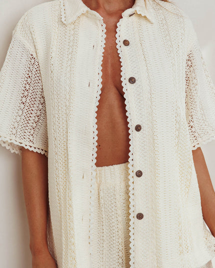 Oat Crochet Lace Button Shirt
