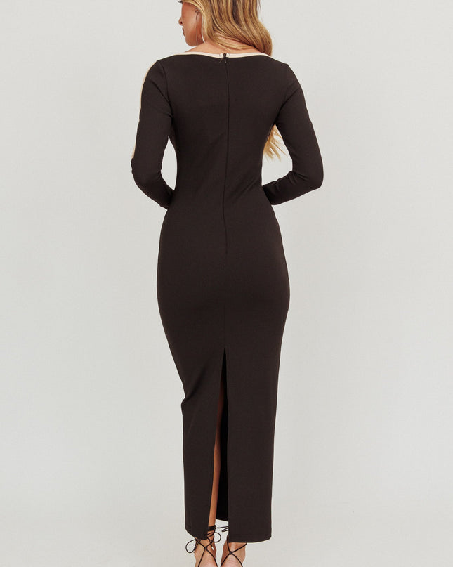 Black Long Sleeve Bodycon Maxi Dress