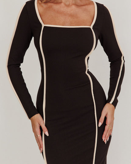 Black Long Sleeve Bodycon Maxi Dress