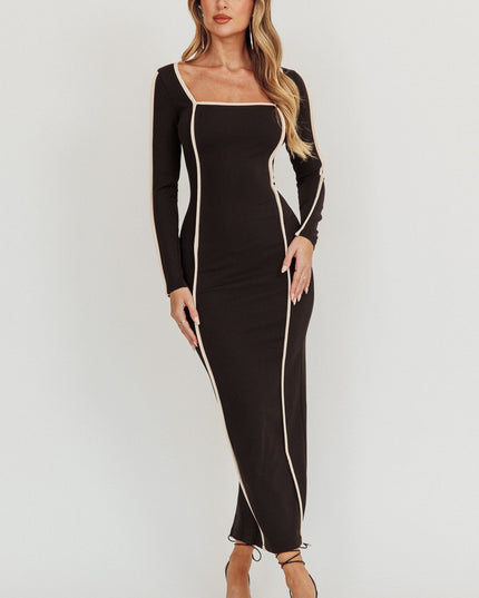 Black Long Sleeve Bodycon Maxi Dress