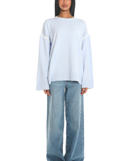 Baby Blue Contrast Knit Sweater