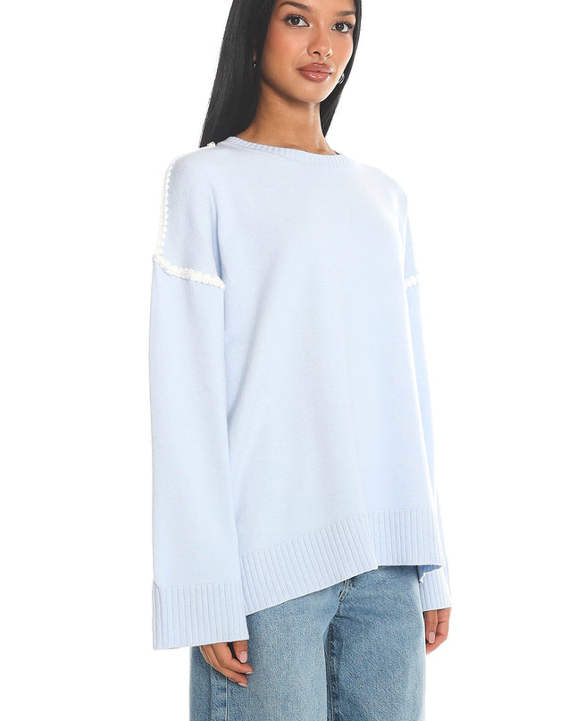 Baby Blue Contrast Knit Sweater