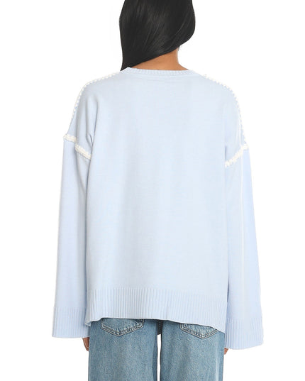 Baby Blue Contrast Knit Sweater