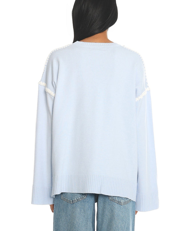 Baby Blue Contrast Knit Sweater